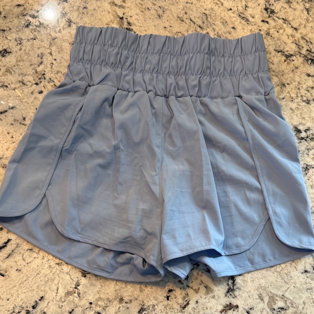 Vestique Women's Light Blue Elastic-Waist Shorts